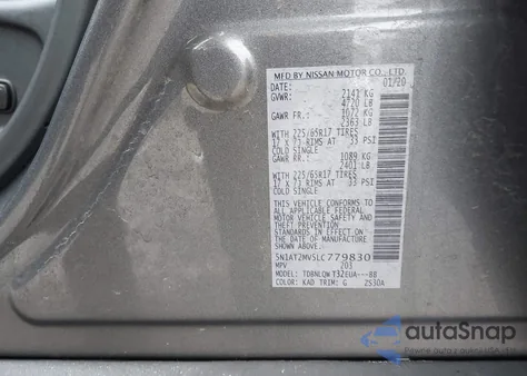 2020 Nissan Rogue Sv Intelligent Awd z USA, uszkodzony, nr VIN 5N1AT2MV5LC779830